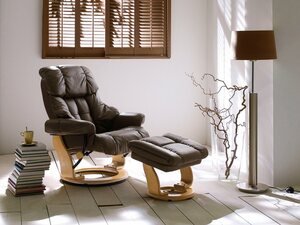 MCA furniture Relaxsessel »Calgary«, Fernsehsessel XXL 360°drehbar inkl. Hocker mit Lederbezug, belastbar bis 180 kg