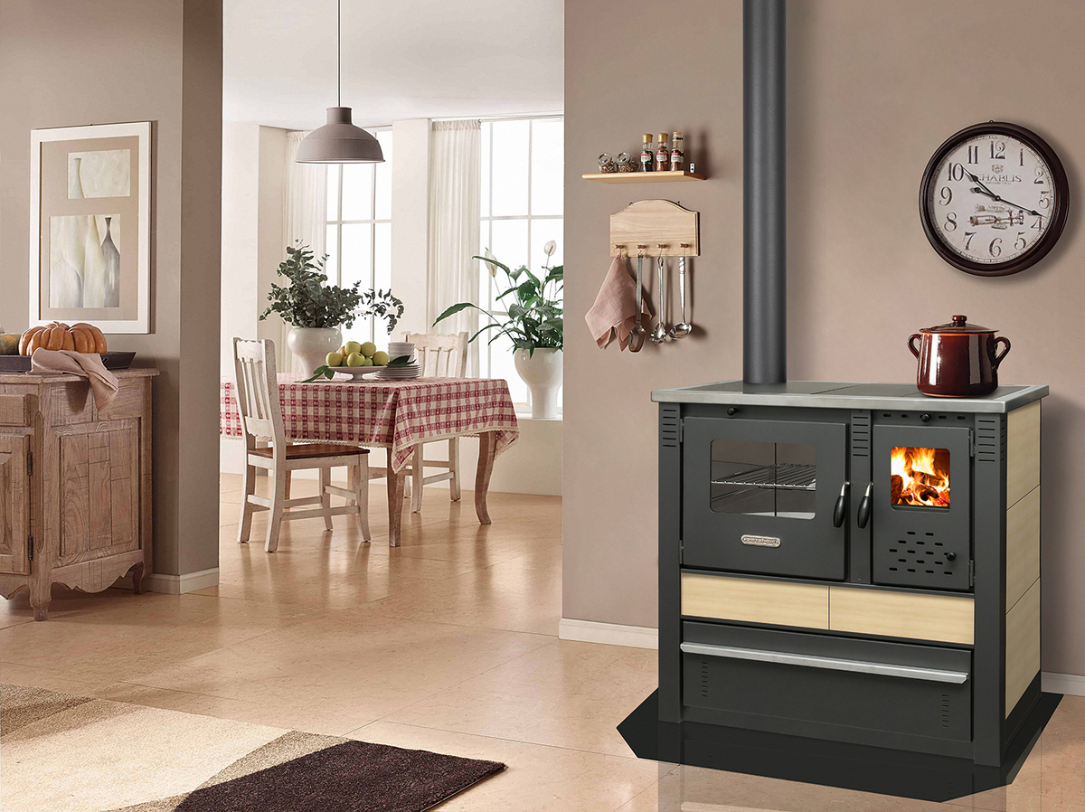 Bild 3 von Pro Termo doo Küchenherd Holzofen PANONIA mit Kacheln creme - 10,5 kW Dauerbrandherd - linke Version