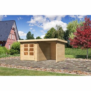 Karibu Holz-Gartenhaus Ängelholm 4 Natur Set BxT:420x280 davon 200 cm Anbaudach