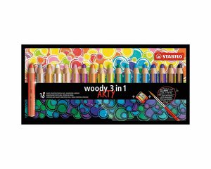 STABILO Buntstift »Buntstift Woody 3 in 1 Arty, 18 Farben, inkl.«