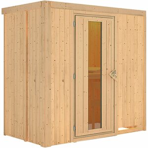 Woodfeeling Sauna Vera mit Fronteinstieg, Holz-Glastür