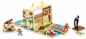 LeNoSa Spielwelt »Holz Miniatur Spielset • Portable Pirateninsel im Koffer • Holzspielzeug für Kinder«