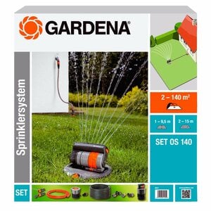 Gardena Komplett-Set mit Viereck-Versenkregner OS 140 für Flächen bis zu 140 m²