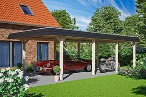 SKAN HOLZ Carport Wendland 409 x 870 cm mit EPDM-Dach, schwarze Blende