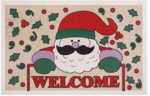 Fußmatte »Welcome Weihnachtsmann«, Home affaire, rechteckig, Höhe 6 mm, In und Outdoor geeignet, mit Spruch, Weihnachtsmann, Robust, Pflegeleicht, Rutschfest, Schmutzfang