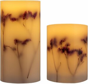 Pauleen LED-Kerze »Shiny Bloom« (Set, 2-tlg), Wachskerze, Timer, weiss/Blumen