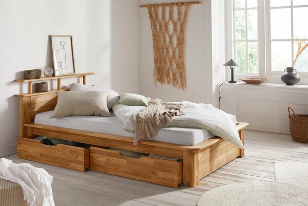 Bild 1 von andas Einzelbett »Kelda« (3-St), aus massivem Eichenholz, in diversen Breiten, mit 2 oder 4 Bettkästen