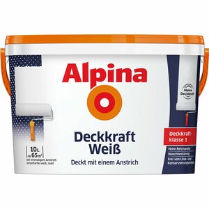 Alpina Wand- und Deckenfarbe Deckkraft-Weiß matt 10 l