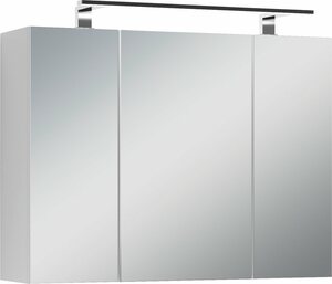 byLIVING Spiegelschrank »Spree« Breite 80 cm, 3-türig, mit LED Beleuchtung und Schalter-/Steckdosenbox, mit praktischen Ablageböden