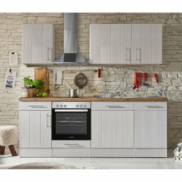 Bild 1 von Respekta Premium Küchenzeile Landhaus 220 cm Lärche Weiß matt
