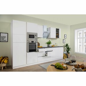 Respekta Premium Küchenzeile/Küchenblock Grifflos 335 cm Weiß Matt-Weiß