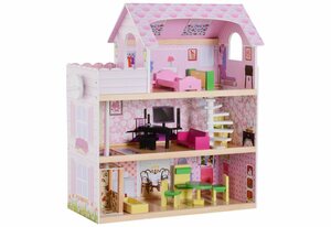 HOMCOM Puppenhaus »Kinder Puppenhaus mit Möbeln«