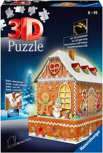 Ravensburger 3D-Puzzle »Lebkuchenhaus bei Nacht«, 216 Puzzleteile, inkl. LED-Beleuchtung  Made in Europe, FSC® - schützt Wald - weltweit