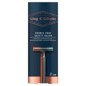 King C. Gillette Double Edge Safety Razor, Rasierhobel für Männer, + 5 Klingen