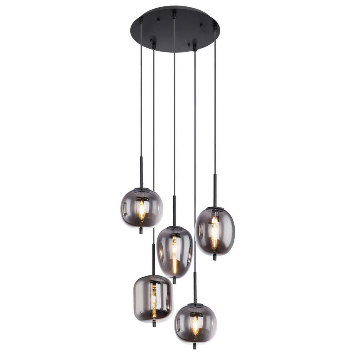 Bild 1 von GLOBO Pendelleuchte schwarz Metall Rauchglas B/L: ca. 57,5x150 cm E14 5 Brennstellen