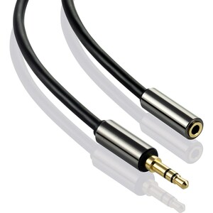 Poppstar HQ Audio Klinkenkabel 3.5mm Stecker-Buchse (Alugehäuse, Kontakte vergoldet),schwarz, 1x3m
