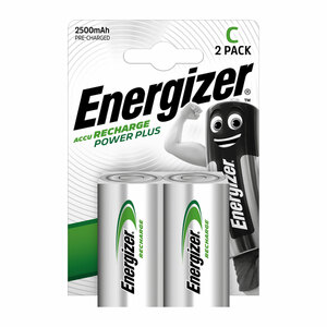 Energizer Batterie NiMH Akkumulator Power Plus Baby C 2500mAH 2 Stück
