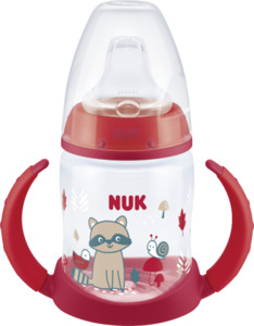 NUK First Choice Trinklernflasche mit Temperature Control, Red Racoon, 6-18 Monate