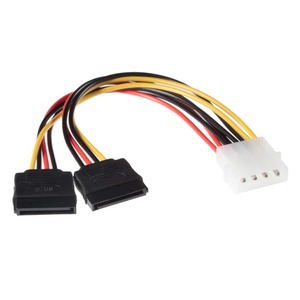 Poppstar 10cm S-ATA Strom Adapter Kabel (1x 4-Pin Molex Stecker auf 2x 14-Pin Sata Buchse)