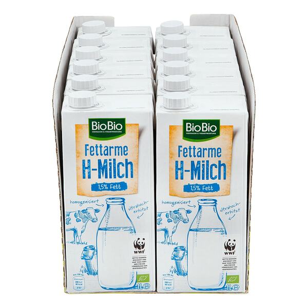 Bild 1 von BioBio H-Milch 1,5 % 1 Liter, 12er Pack