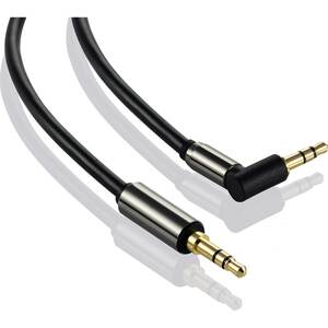 Poppstar HQ Audio Klinkenkabel 3.5mm gerade-90° (Alugehäuse, Kontakte vergoldet), schwarz, 1x 0,5m