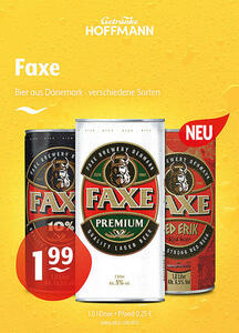 Faxe Bier aus Dänemark
verschiedene Sorten