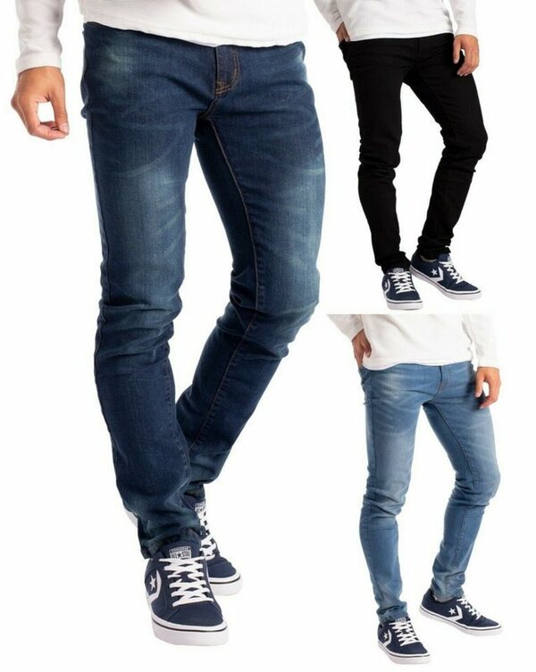 Bild 1 von BlauerHafen Slim-fit-Jeans »Herren Slim Fit Jeanshose Stretch Designer Hose Super Flex Denim Pants« Alle Größen von 28-40, erhältlich 30, 32 & 34 Beinlänge, 98% Baumwolle, 2% Stretch, 2 Se