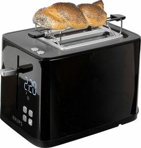 Krups Toaster KH6418; Digitaldisplay; 7 Bräunungsstufen; Automatische Zentrierung des Brots; Herausnehmbare Krümelschublade, 2 kurze Schlitze, 800 W