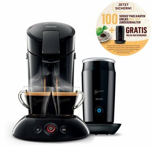 Philips Senseo Kaffeepadmaschine Senseo Original HD6553/65, inkl. Milchaufschäumer im Wert von 79,99 UVP, 100 Senseo Pads kaufen und bis max.33 € zurückerhalten