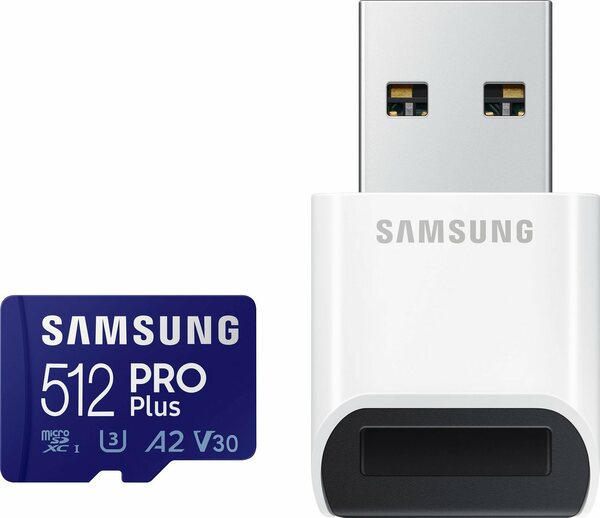 Bild 1 von Samsung »PRO Plus 512GB microSDXC Full HD & 4K UHD inkl. USB-Kartenleser« Speicherkarte (512 GB, UHS Class 10, 160 MB/s Lesegeschwindigkeit)