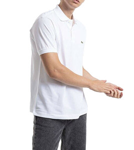 LACOSTE Herren Freizeit-Hemd Polo-Shirt mit Knopfleiste Weiß