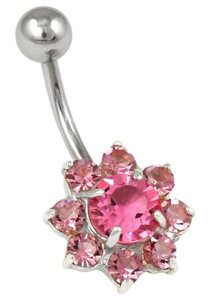 Firetti Bauchnabelpiercing »Blume«, mit Kristallen