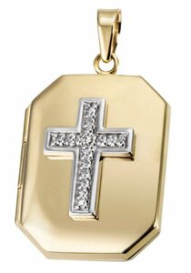 Firetti Medallionanhänger »Kreuz, Glaube, bicolor«, mit Diamant