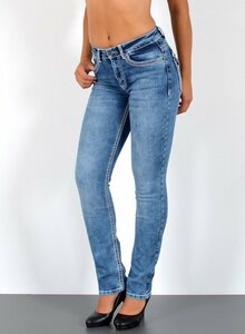 ESRA Straight-Jeans »G1100« High Waist, Straight Fit Jeans Damen, mit dicker Naht, bis Plussize Größe, Damen Straight Leg Jeans, mit Kontrastnähte, bis Übergröße, Hochbund, Damen Gerade Schni