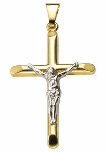 Firetti Kettenanhänger »Kreuz mit Korpus in Bicolor, glänzend und massiv«