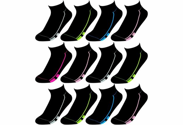 Bild 1 von TEXEMP Sneakersocken »6 bis 36 Paar Sneaker Socken Damen & Kinder Schwarz Baumwolle Freizeit Sport Kurzsocken Füßlinge Quarter« (Packung, 6-Paar) Langlebig & Robust