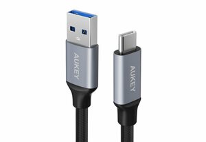 AUKEY »CB-CD2« Tablet-Adapter, Nylon Alu Kabel USB-A zu USB-C für Schnelles Aufladen: Unterstützt bis zu 5V/3A, kompatibel für Qualcomm Quick Charge 2.0/3.0
