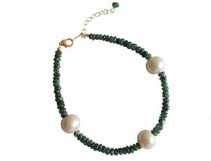 Gemshine Perlenarmband »Smaragd mit weißen Zuchtperlen«, Made in Germany
