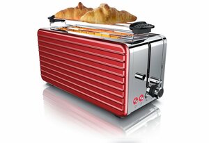 Arendo Toaster, Langschlitz Toaster aus Edelstahl für 4 Scheiben DESAYUNO