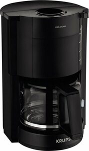 Krups Filterkaffeemaschine F30908 Pro Aroma, mit Glaskanne, 1,25L Füllmenge, 10-15 Tassen, 1050W, Schwarz