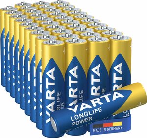 VARTA »VARTA LONGLIFE Power Storagebox Alkaline Batterie Vorratspack AAA Micro LR03 40er Batterien Pack Made in Germany« Batterie, (1,5 V)
