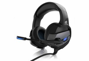 CSL Gaming-Headset (Blaue LED-Beleuchtung; Kopfbügel variabel verstellbar; Bietet kristallklaren Hoch-, Mittel- und Tieftonbereich + dynamische Basswiedergabe, USB Gaming Headset "GHS - 201" mit Mik