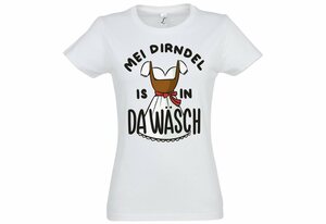 Youth Designz Print-Shirt »MEI DIRNDEL IS IN DA WÄSCH Damen T-Shirt« mit Fun-Look Dirndl Aufdruck und lustigem Spruch