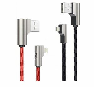 AUKEY »CB-AL01-Mul« USB-Kabel, USB-Nylonkabel - Lightning,  2m,  2 Stück,  90-Grad-Stecker,  Apple MFi-Zertifikat