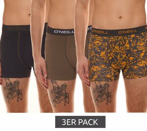 O'Neill Boxershorts »3er Pack O´NEILL Herren Unterwäsche Shorts im Mustermix Unterhose Grau/Khaki«