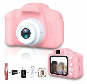 Tadow »Kinder Kamera,mit 2.0-Zoll,Cartoon-Aufkleber,1080P HD 32GB,USB,rosa« Kinderkamera