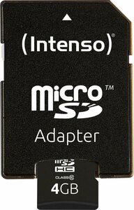 Intenso »microSDHC Class 10 + SD-Adapter« Speicherkarte (4 GB, 20 MB/s Lesegeschwindigkeit)