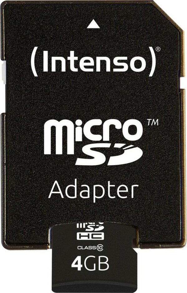 Bild 1 von Intenso »microSDHC Class 10 + SD-Adapter« Speicherkarte (4 GB, 20 MB/s Lesegeschwindigkeit)