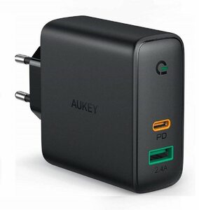 AUKEY »PA-D1« Ladestation (30W PD Ladegerät 2xUSB mit dynamischer Erkennung für USB-C und USB Geräte)