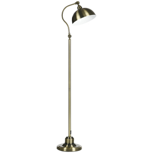 HOMCOM Stehlampe mit E27 Fassung, Stehleuchte mit verstellbarem Lampenschirm, Bogenlampe im Retro-Design, mit Messingoptik, für Wohnzimmer, Schlafzimmer